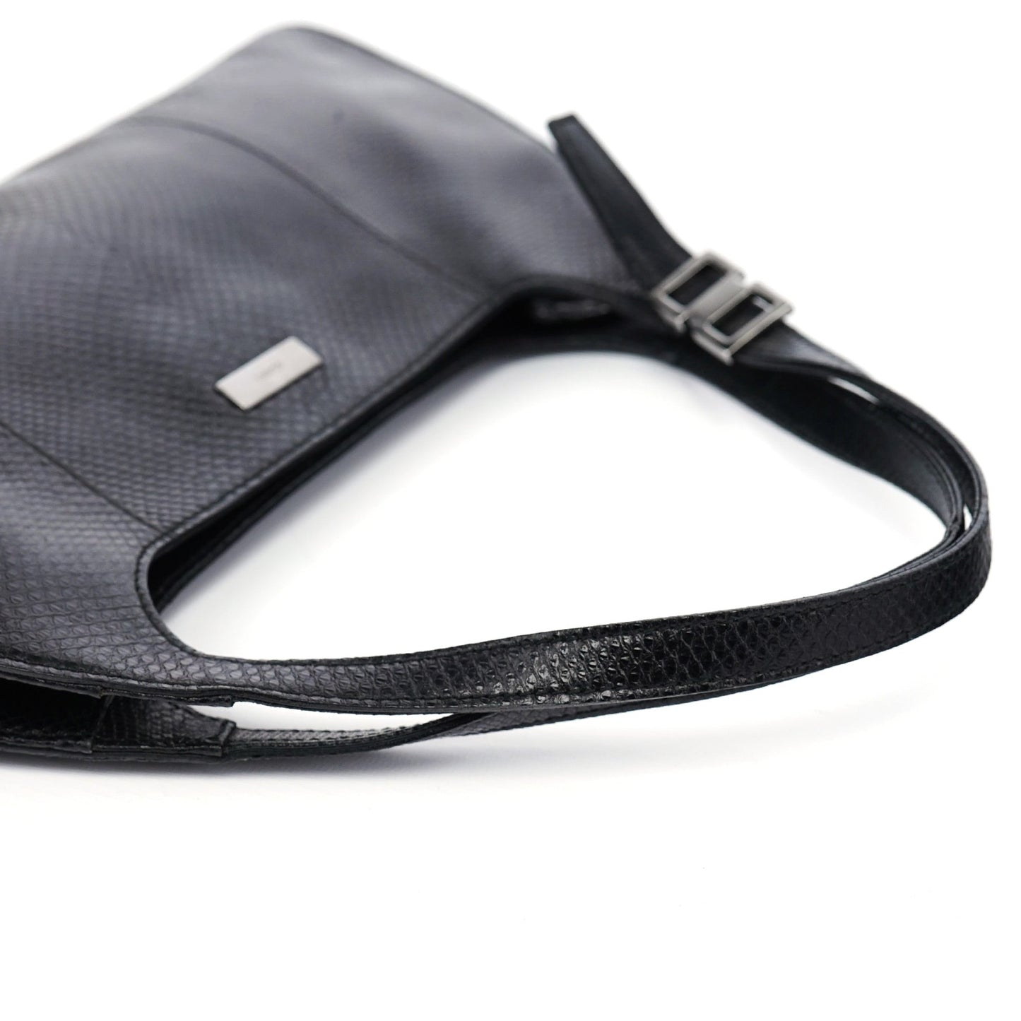 001 4243 Black Lizard Embossed Shoulder Bag