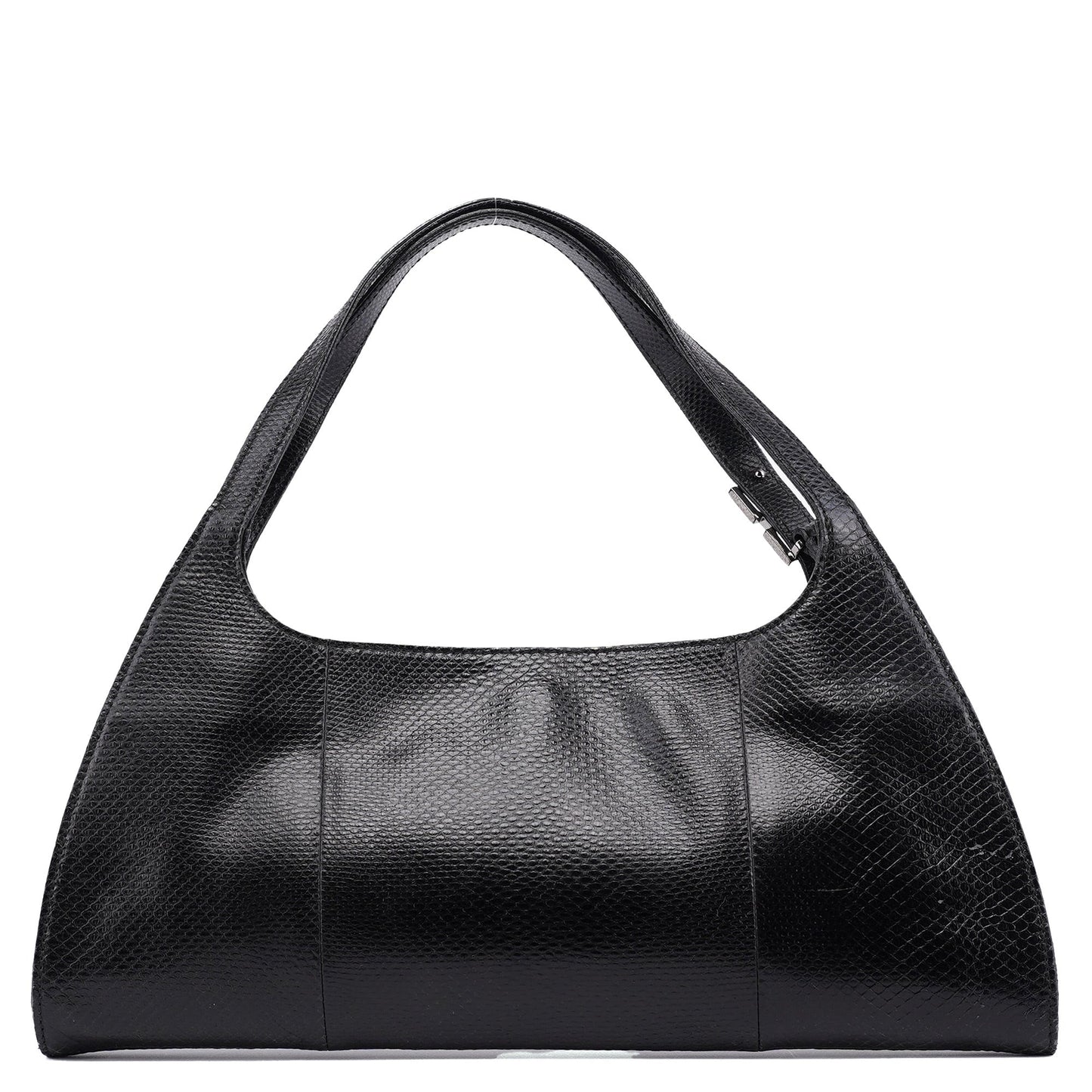 001 4243 Black Lizard Embossed Shoulder Bag