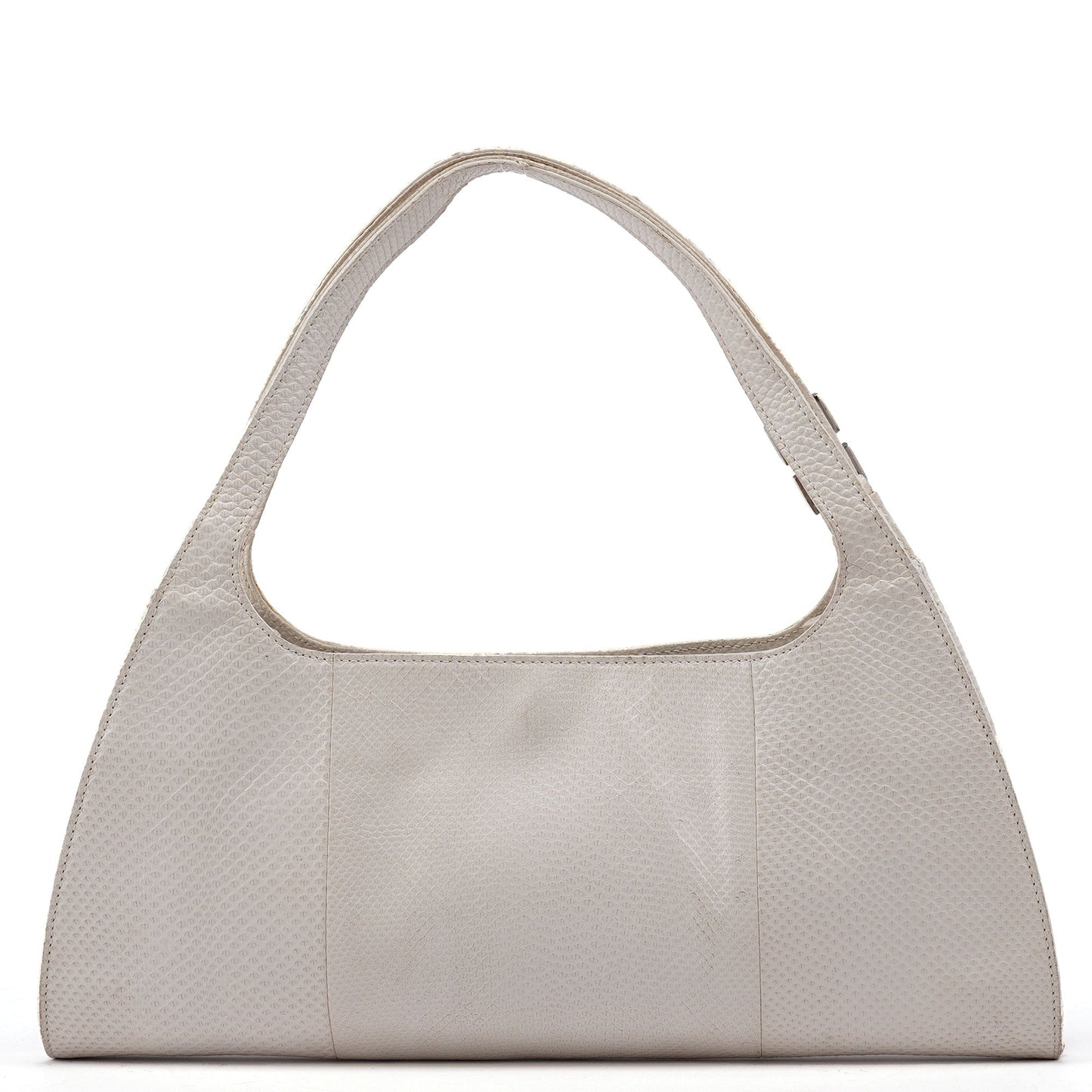 001 4243 White Lizard Embossed Shoulder Bag