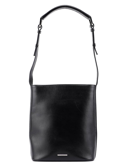 001 4286 Black Calfskin Bucket Shoulder Bag