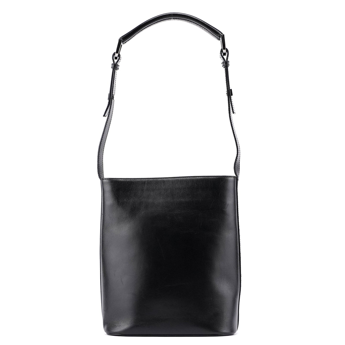 001 4286 Black Calfskin Bucket Shoulder Bag