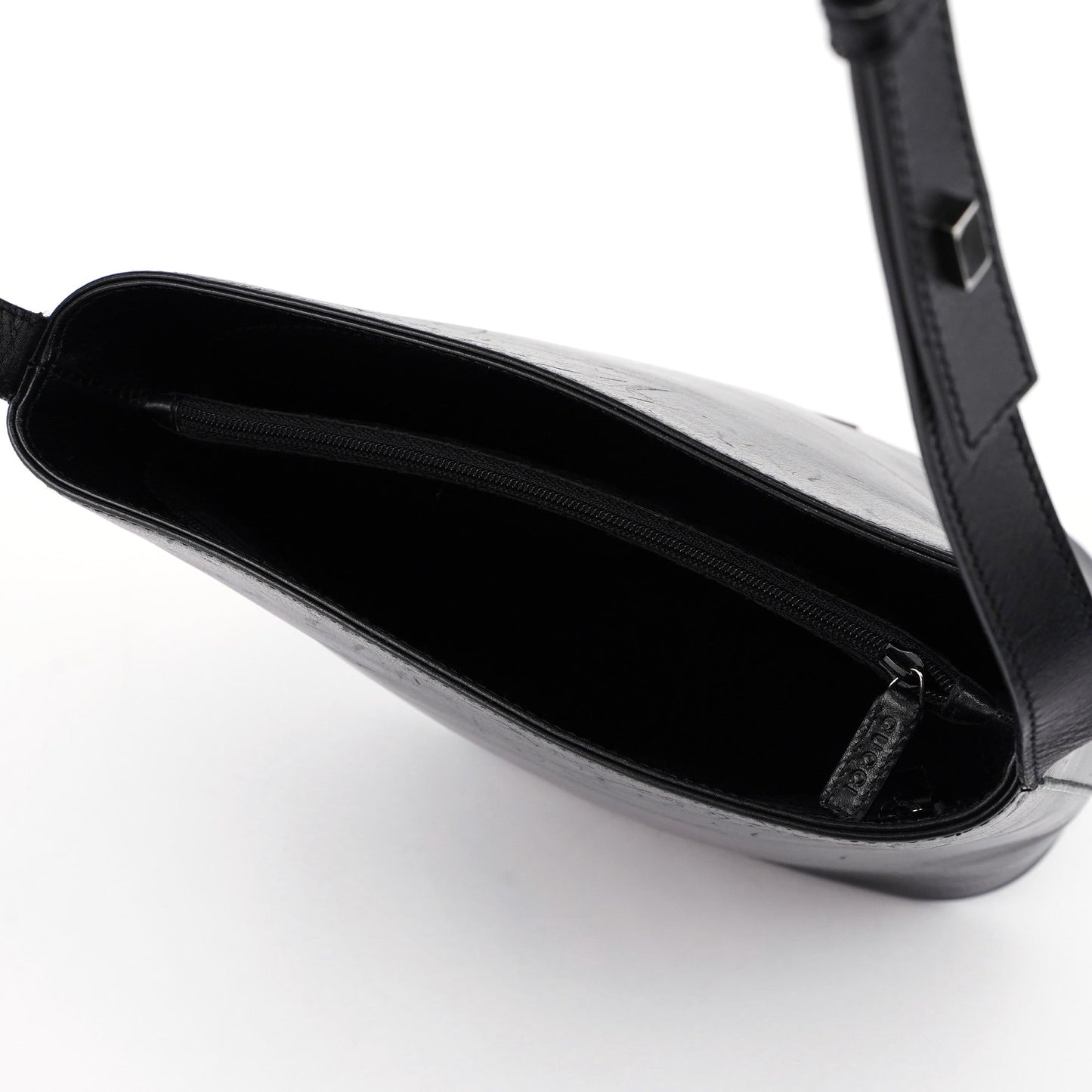 001 4286 Black Calfskin Bucket Shoulder Bag