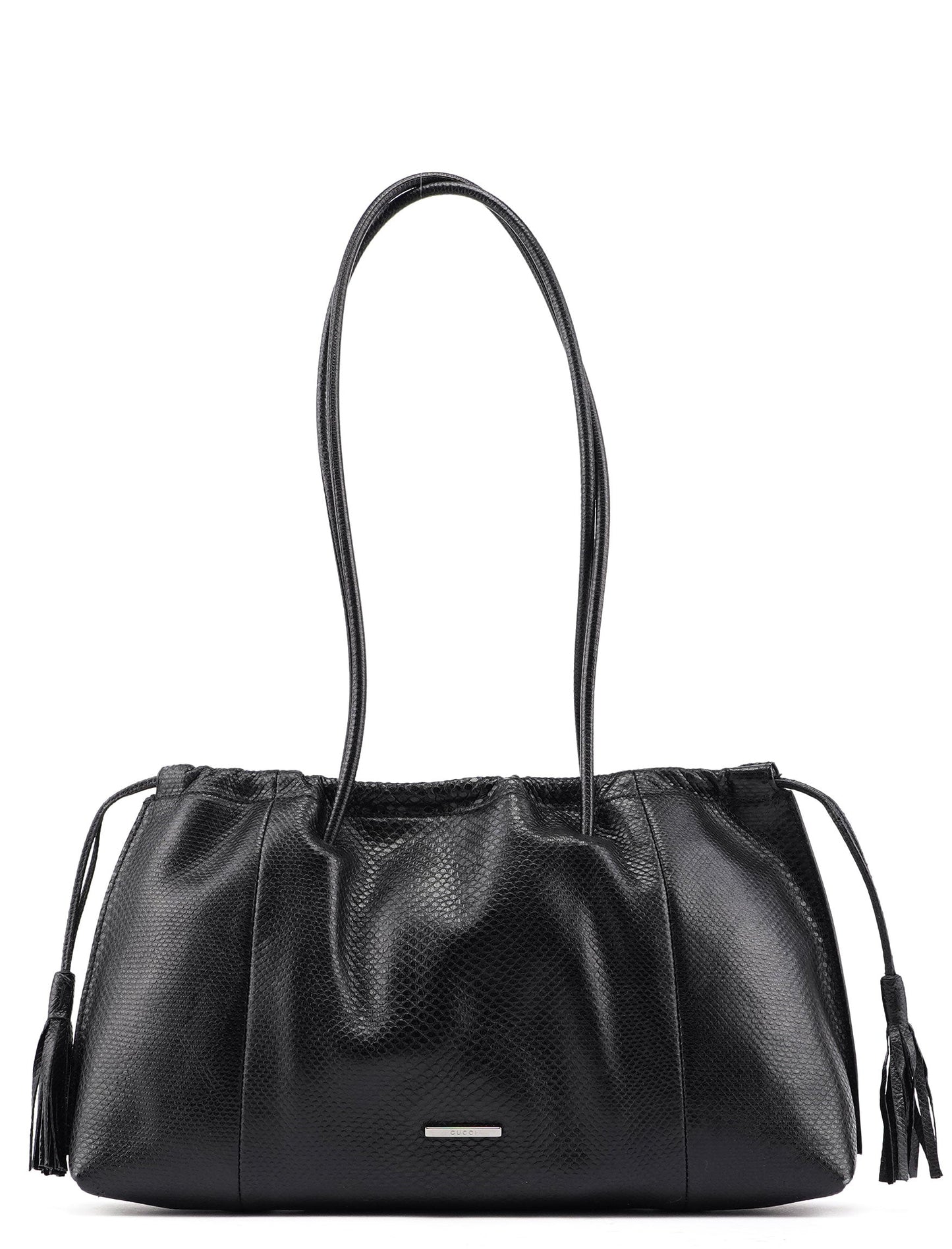 001 4403 Black Lizard Embossed Tote Bag