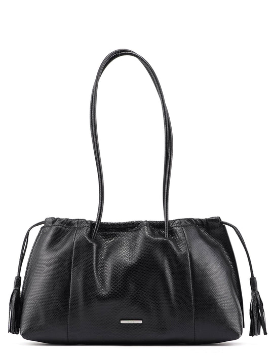 001 4403 Black Lizard Embossed Tote Bag