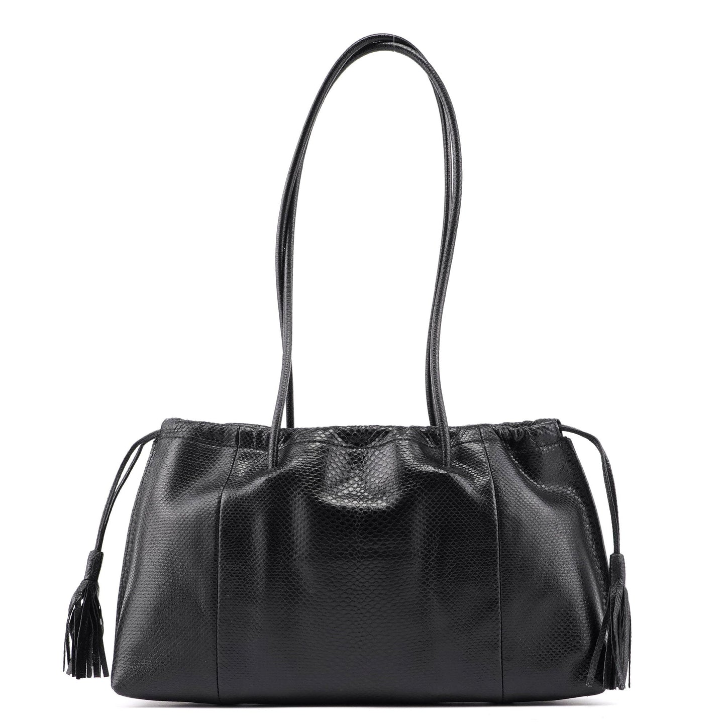 001 4403 Black Lizard Embossed Tote Bag