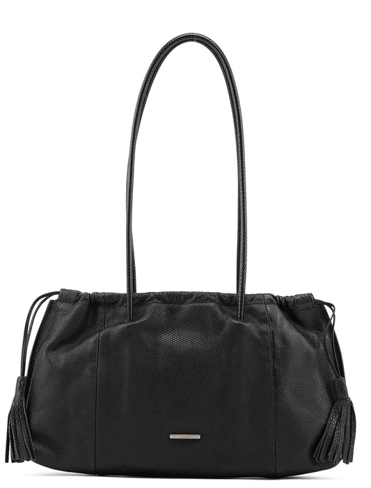 001 4403 Black Lizard Embossed Tote Bag