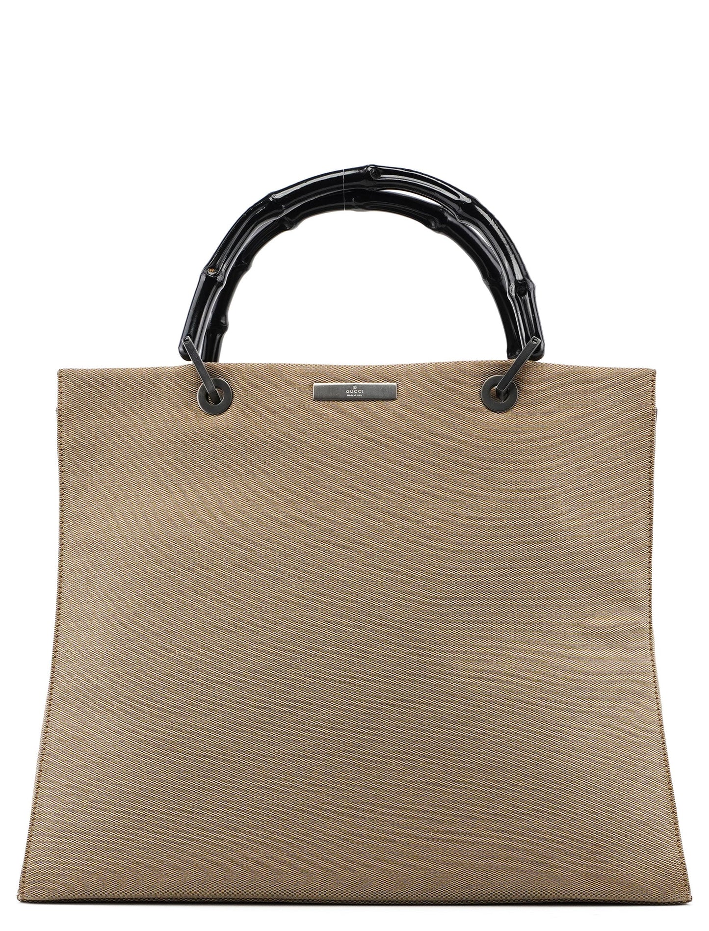 002 1010 Beige Canvas Bamboo Tote Bag