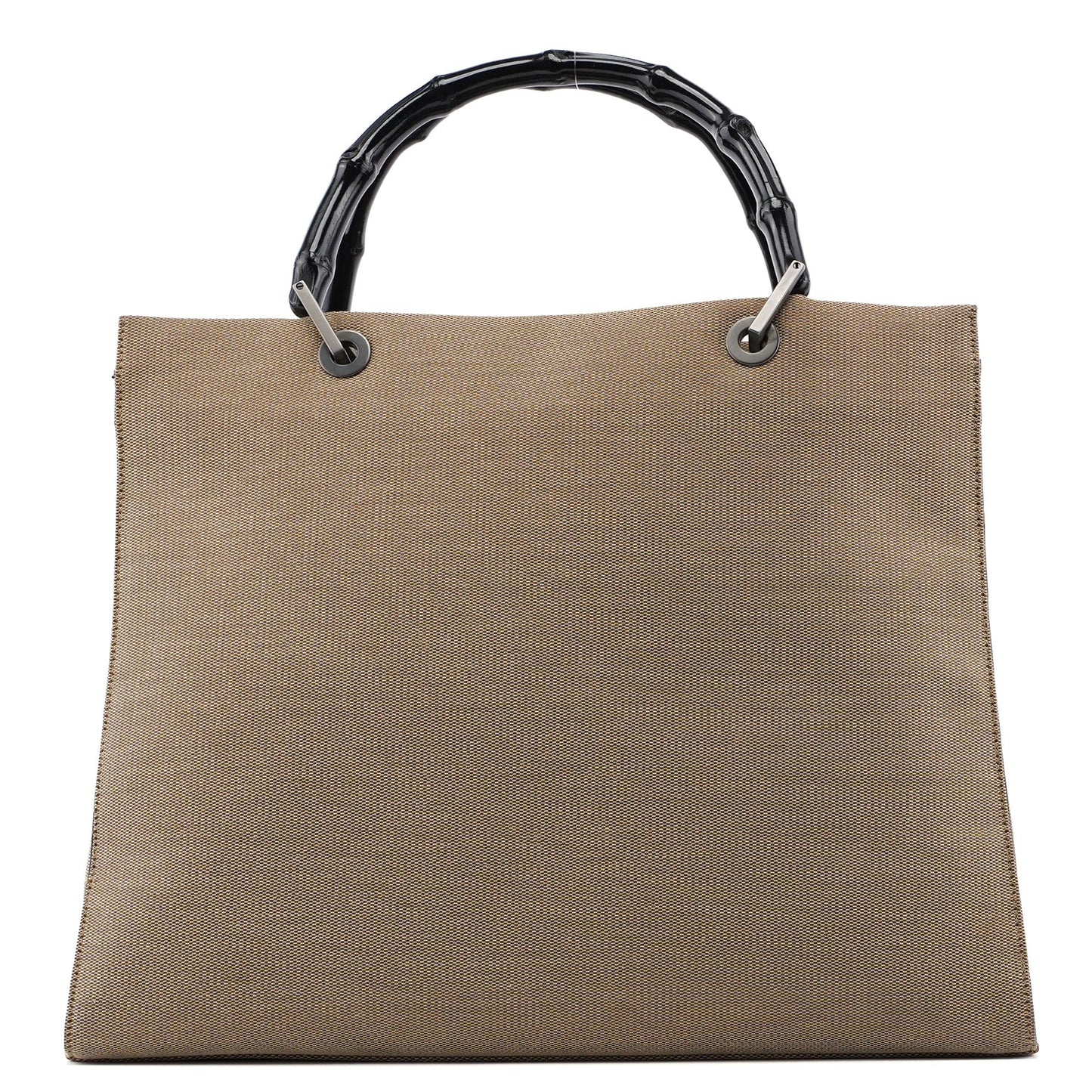 002 1010 Beige Canvas Bamboo Tote Bag