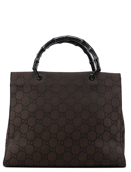 002 1010 Brown GG Bamboo Tote Bag
