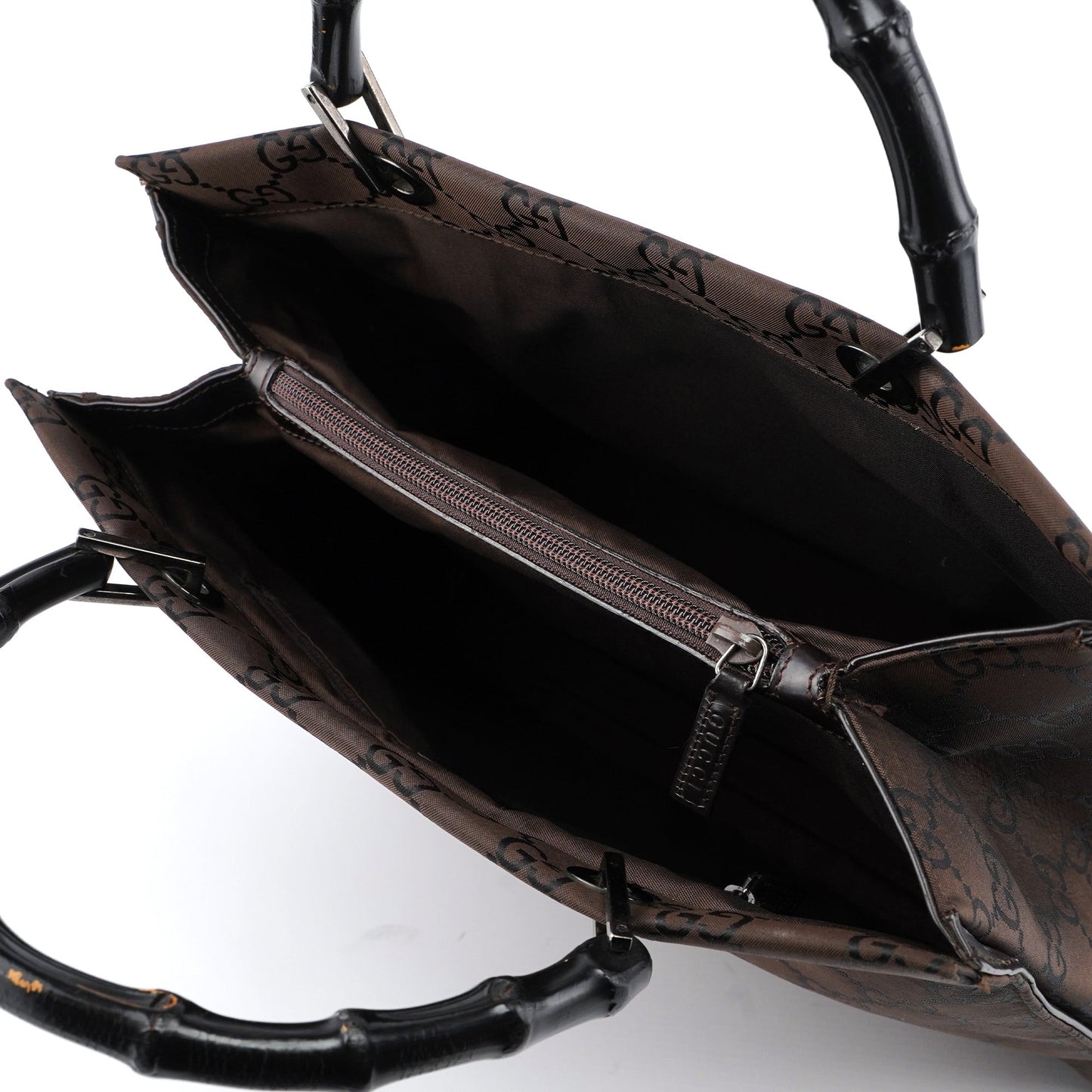 002 1010 Brown GG Bamboo Tote Bag