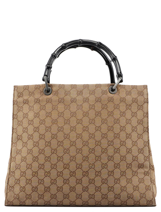 002 1016 Beige GG Bamboo Tote Bag
