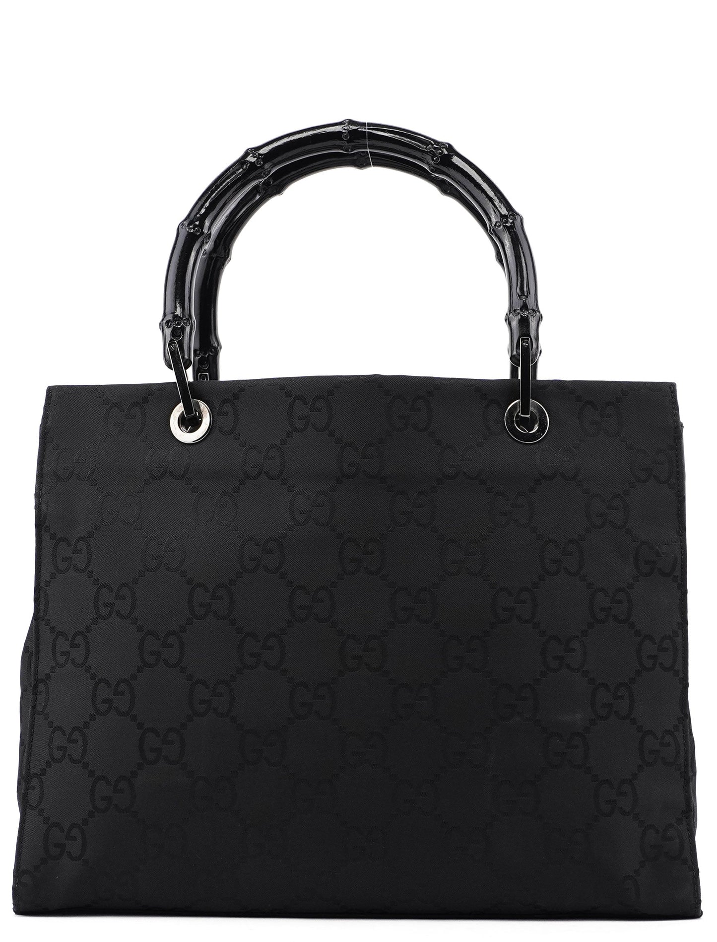 002 1016 Black GG Bamboo Tote