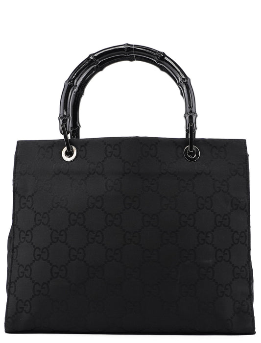 002 1016 Black GG Bamboo Tote