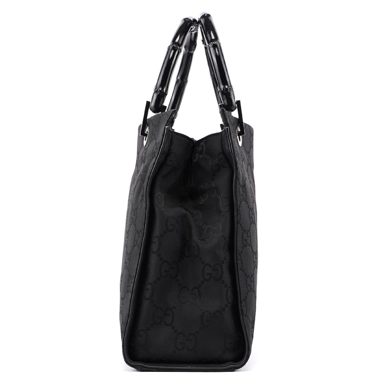 002 1016 Black GG Bamboo Tote