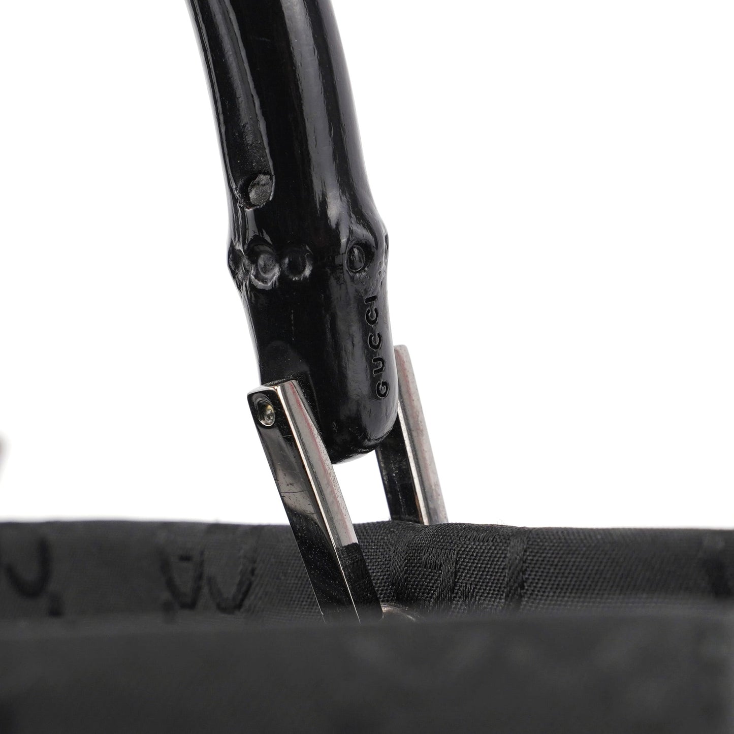 002 1016 Black GG Bamboo Tote