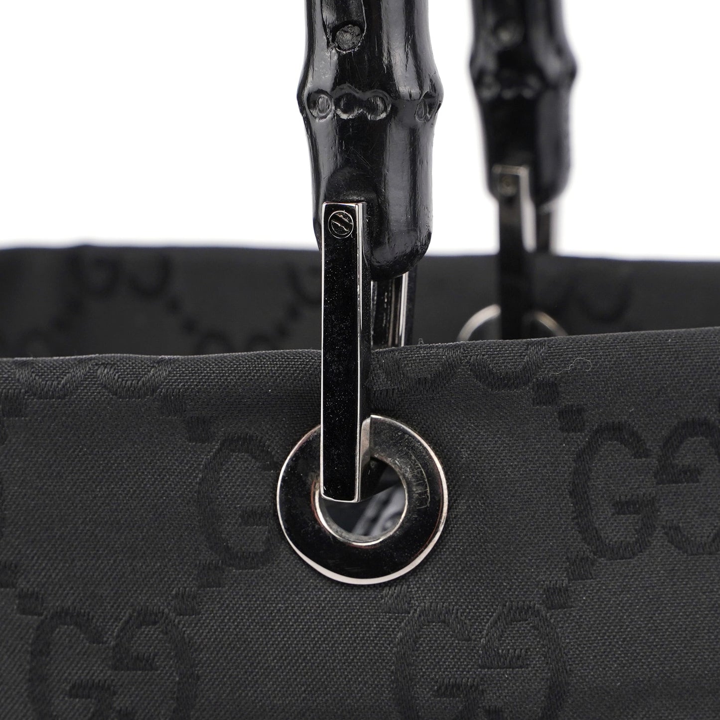 002 1016 Black GG Bamboo Tote
