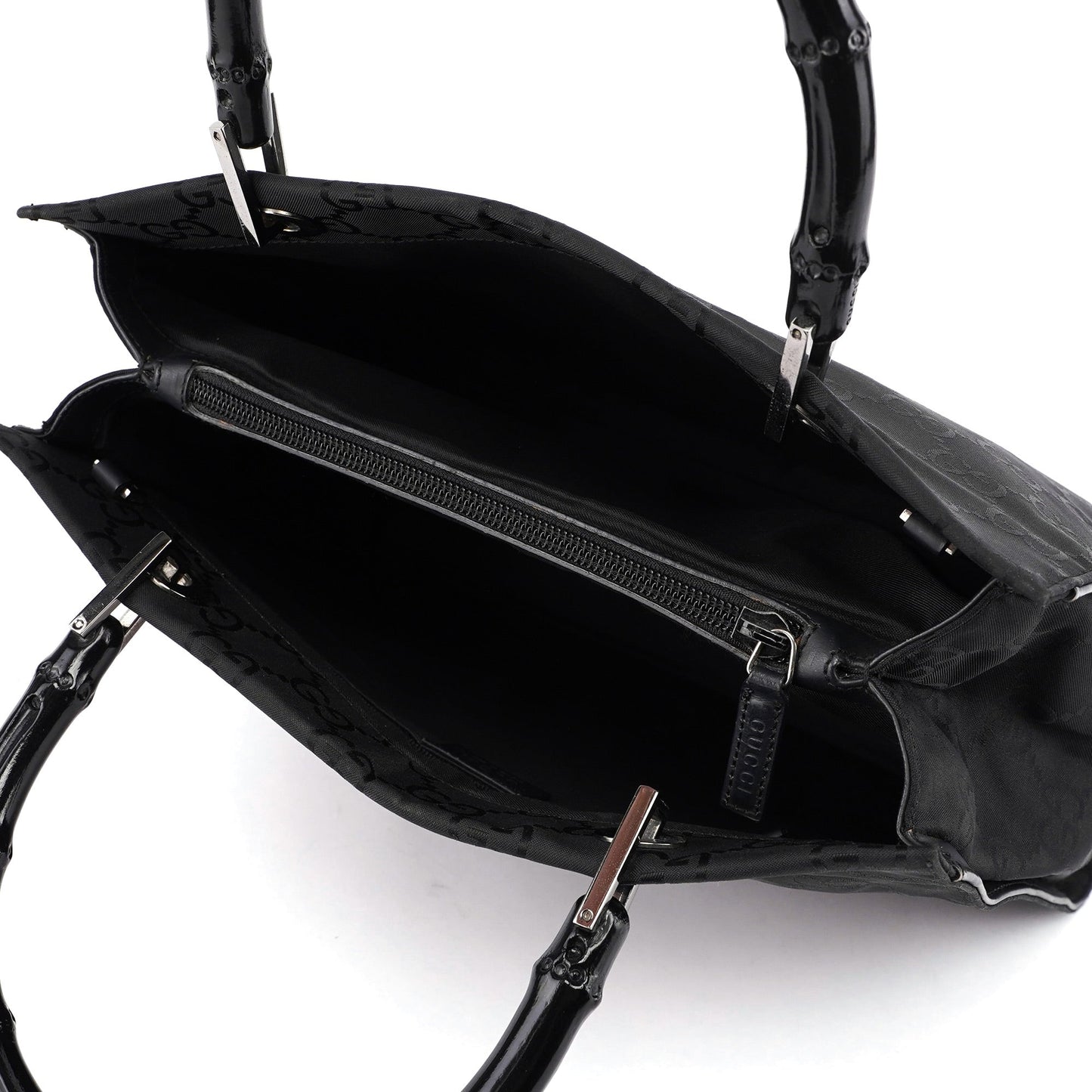 002 1016 Black GG Bamboo Tote