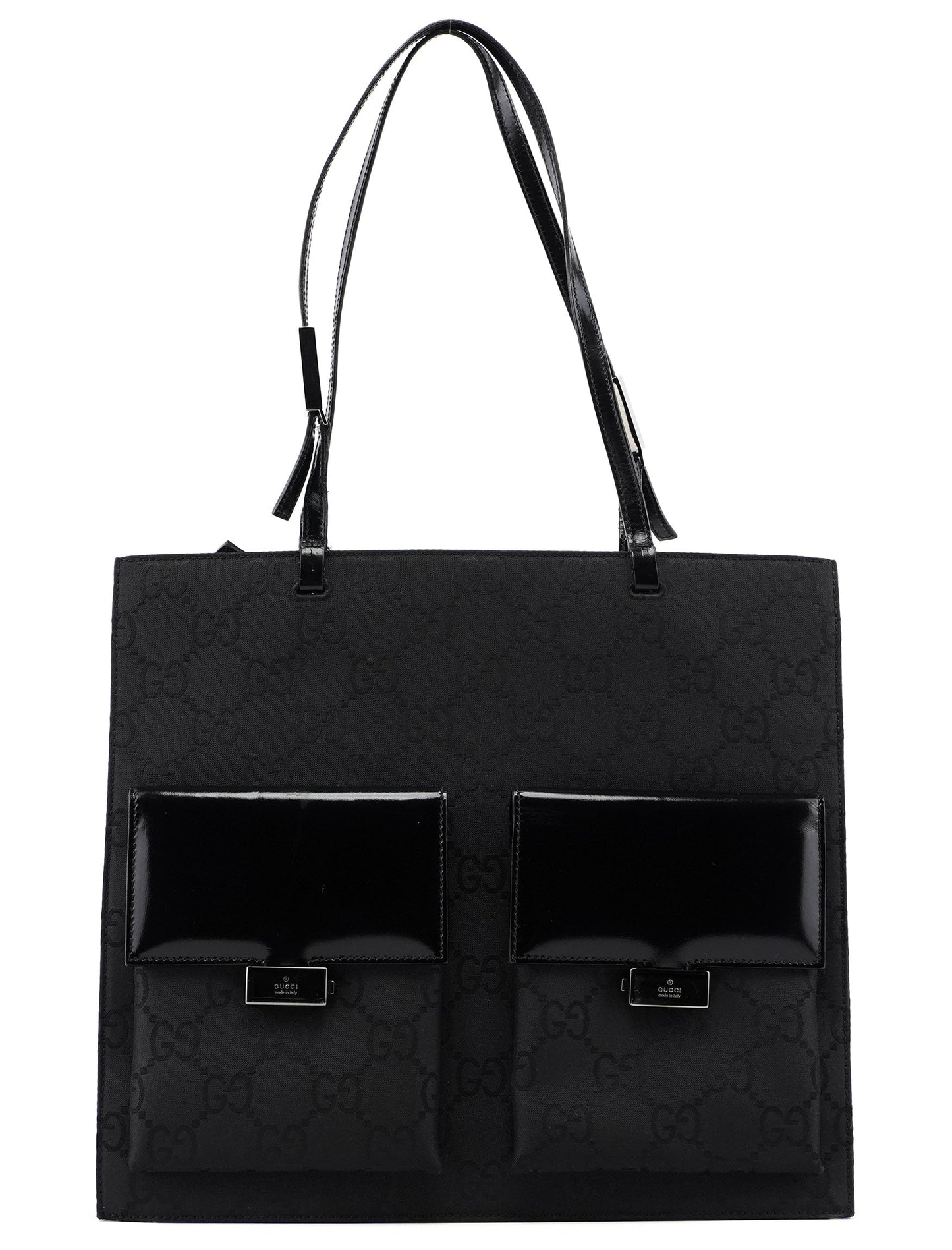 002 1021 Black GG Dual Pocket Tote Bag