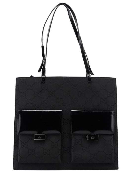 002 1021 Black GG Dual Pocket Tote Bag
