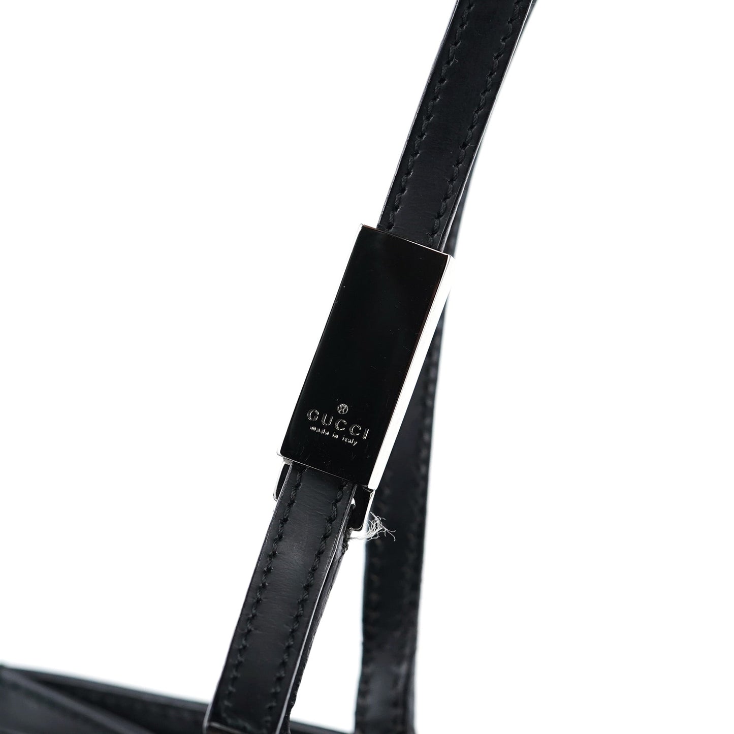 002 1021 Matte Black Leather Dual Pocket Tote Bag