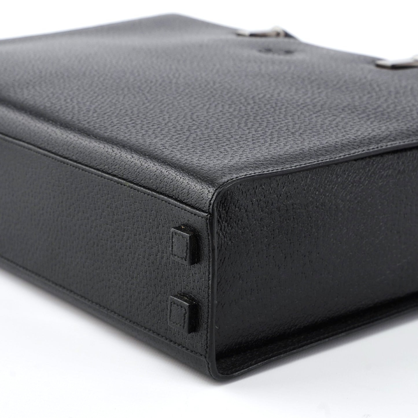 002 1034 Black Leather Bamboo 2-Way Tote Bag