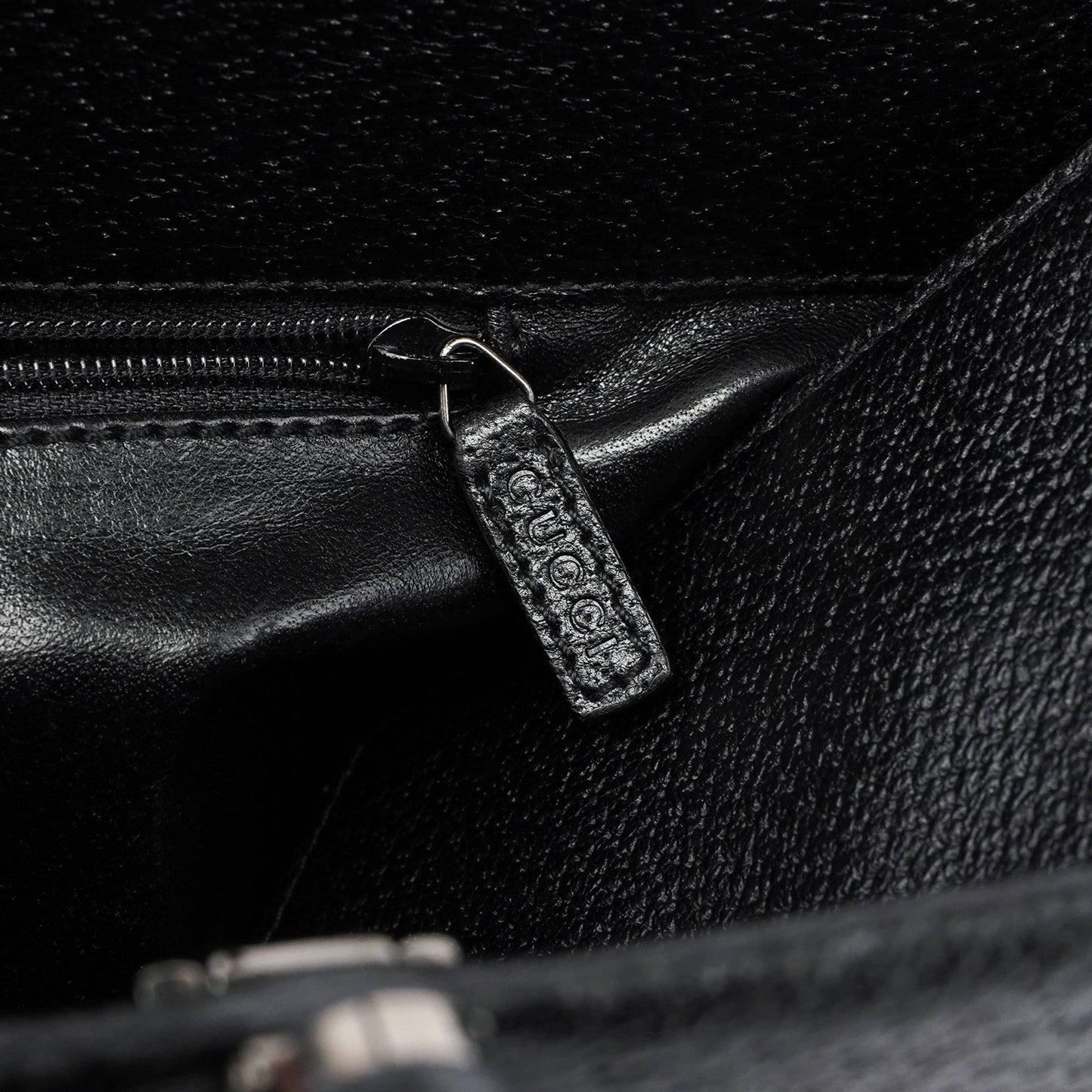 002 1034 Black Leather Bamboo 2-Way Tote Bag