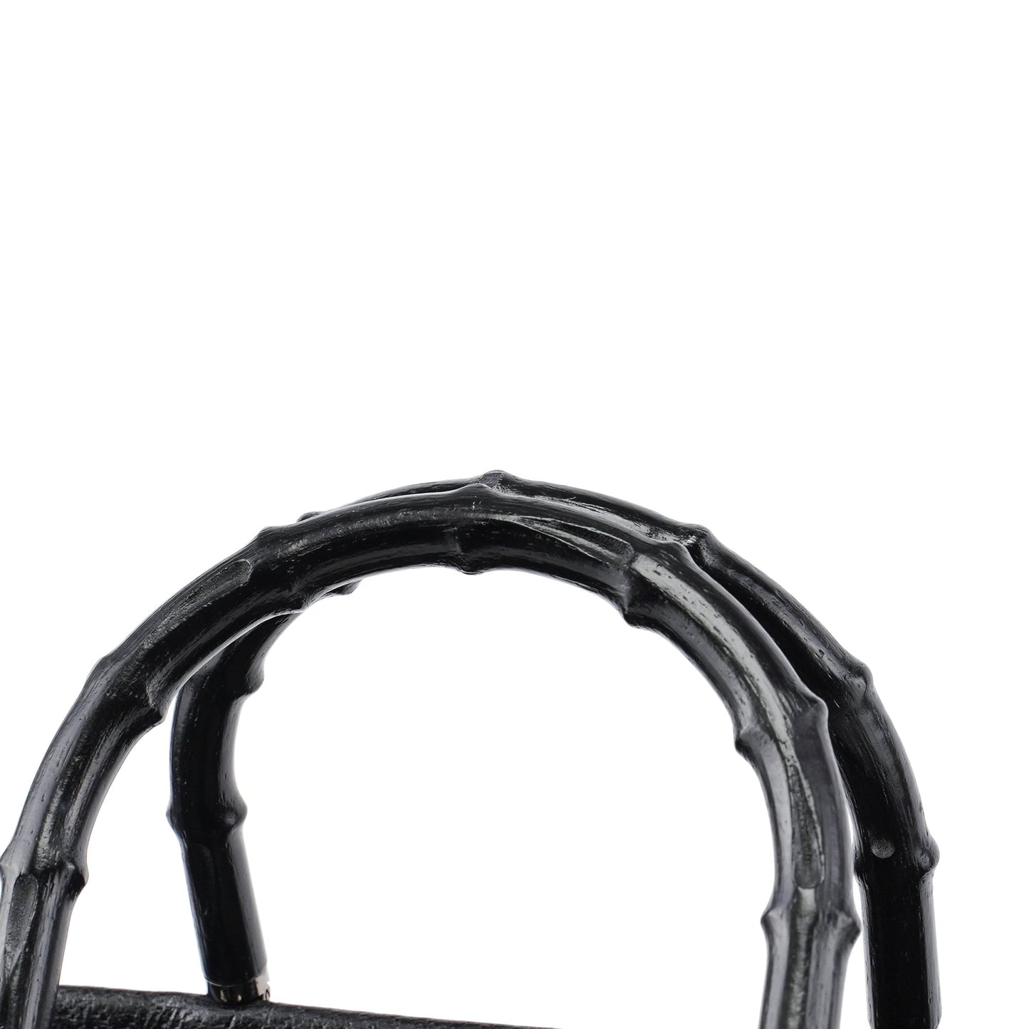 002 1034 Black Leather Bamboo 2-Way Tote Bag