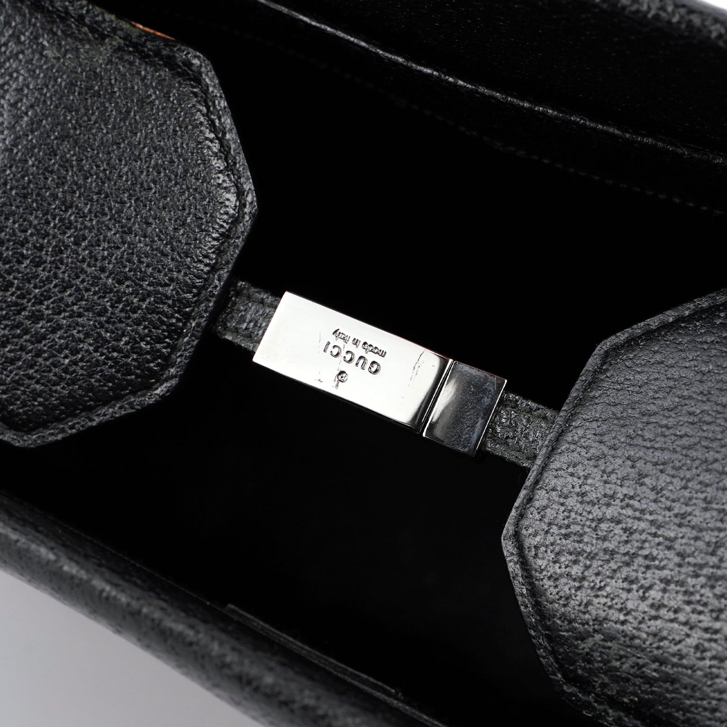 002 1034 Black Leather Bamboo 2-Way Tote Bag