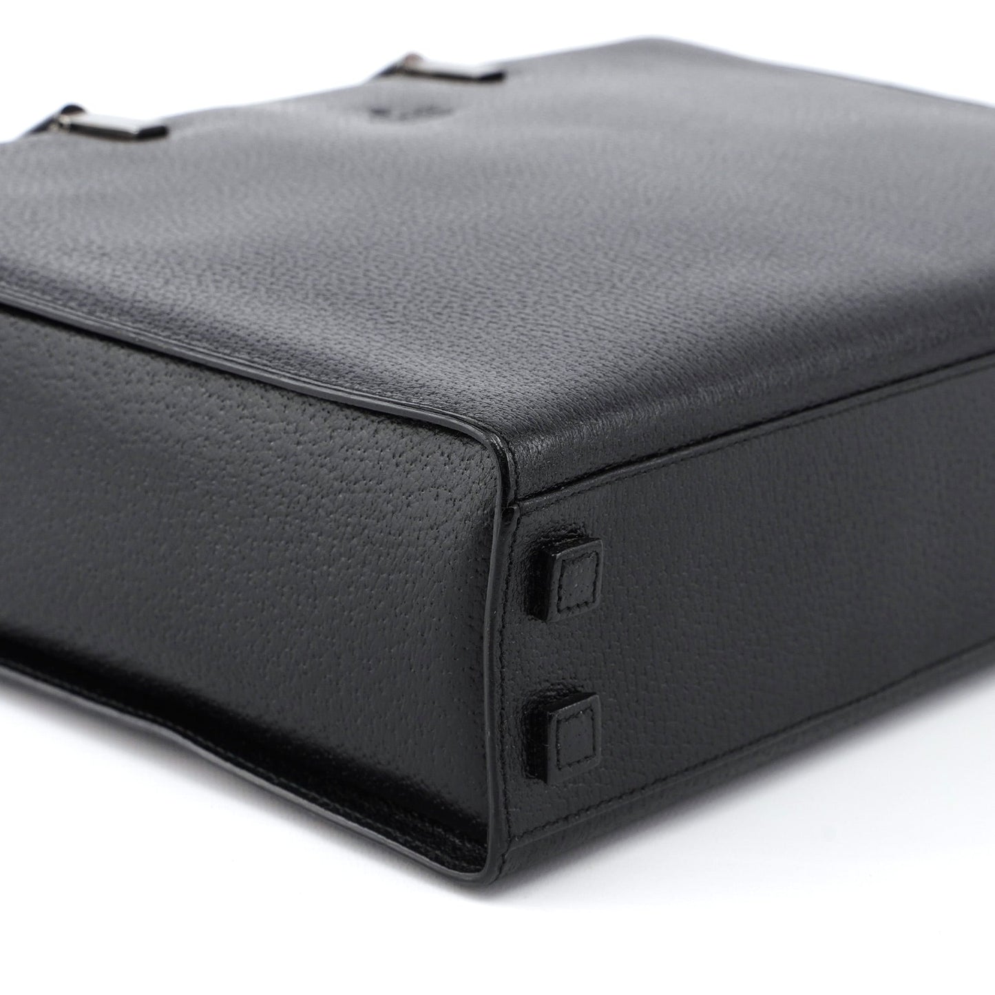 002 1034 Black Leather Bamboo 2-Way Tote Bag