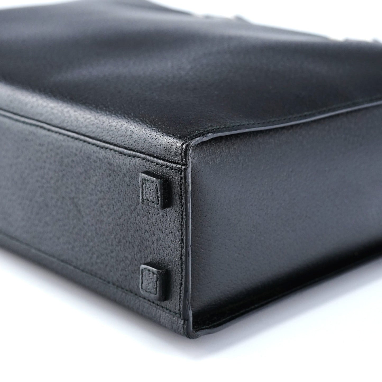 002 1034 Black Leather Bamboo 2-Way Tote Bag