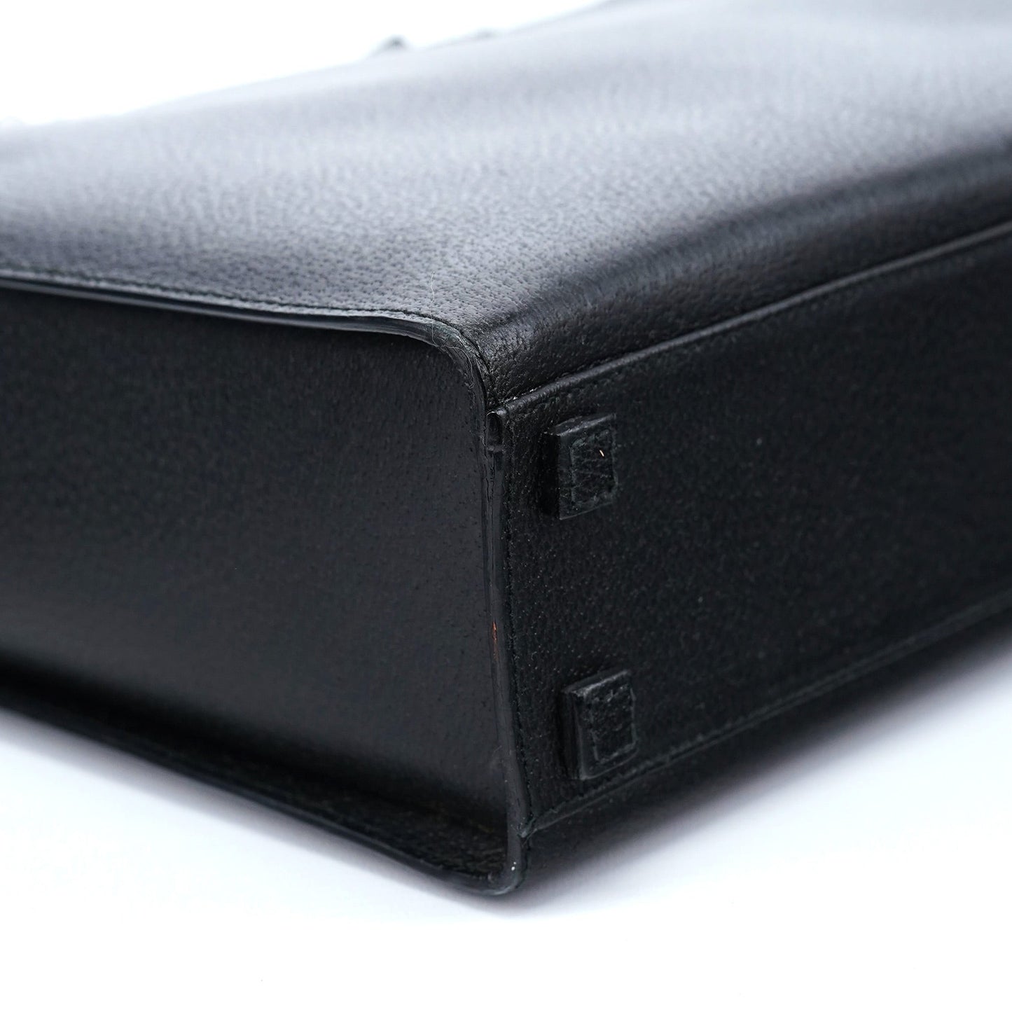 002 1034 Black Leather Bamboo 2-Way Tote Bag