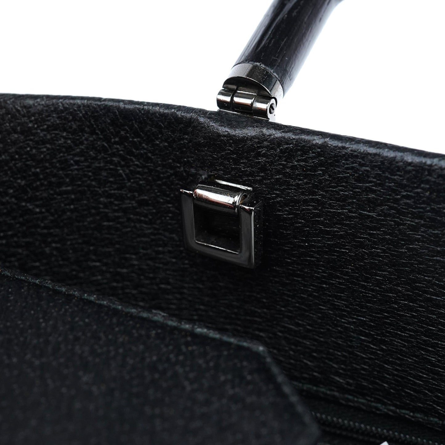 002 1034 Black Leather Bamboo 2-Way Tote Bag