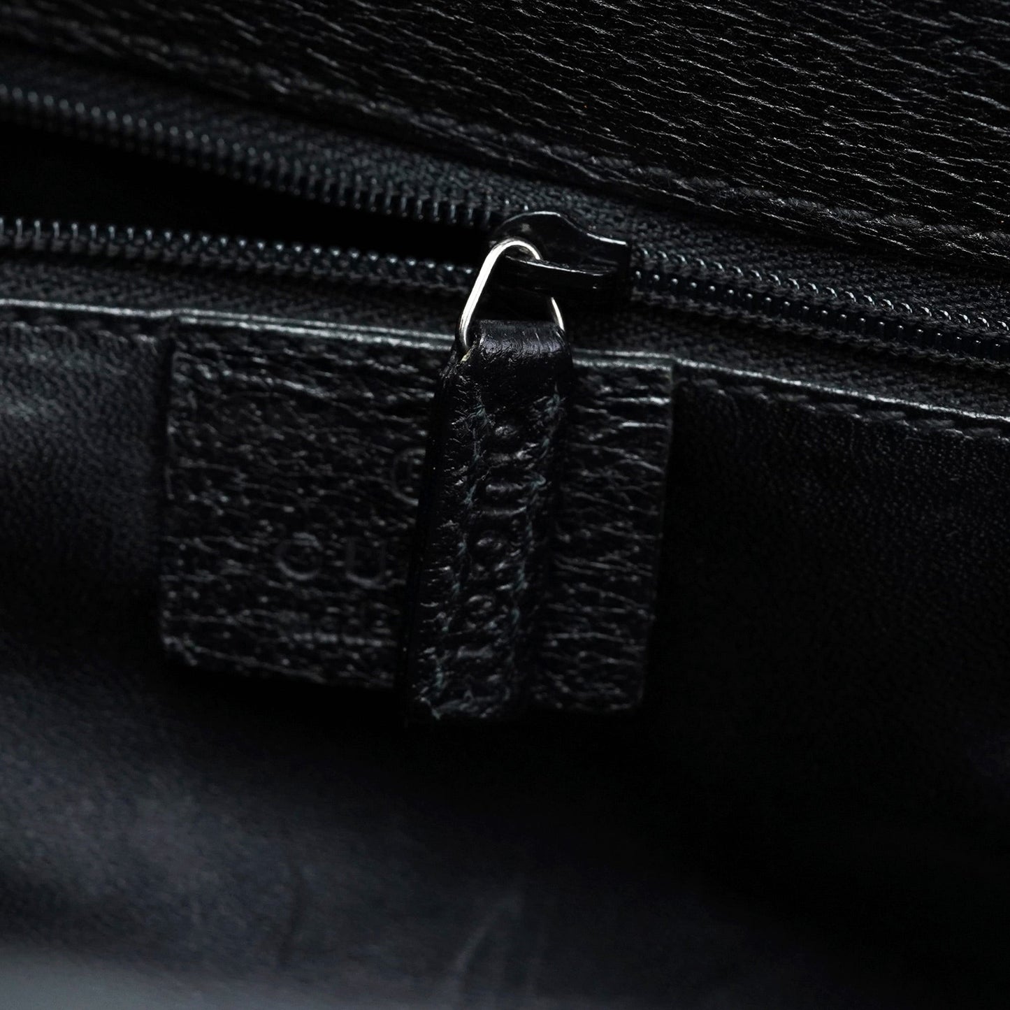 002 1034 Black Leather Bamboo 2-Way Tote Bag