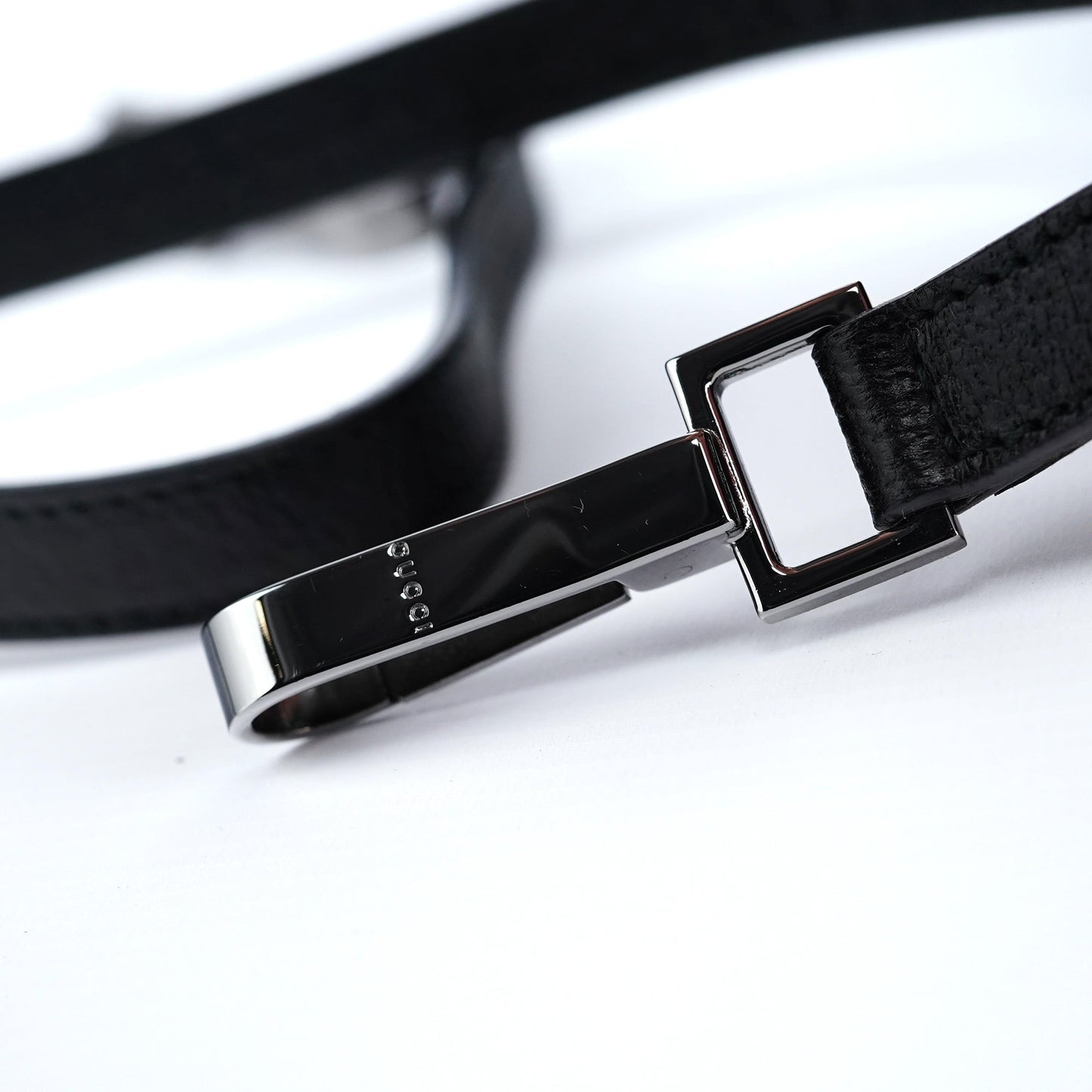 002 1034 Black Leather Bamboo 2-Way Tote Bag