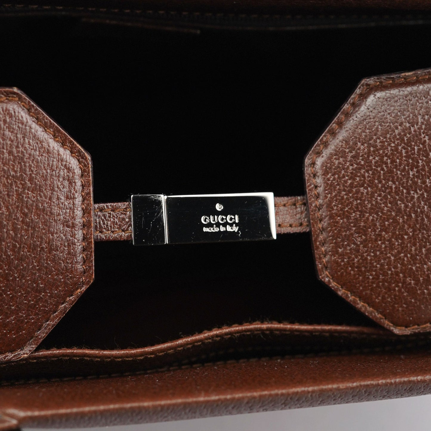 002 1034 Brown Leather Bamboo 2-Way Tote Bag