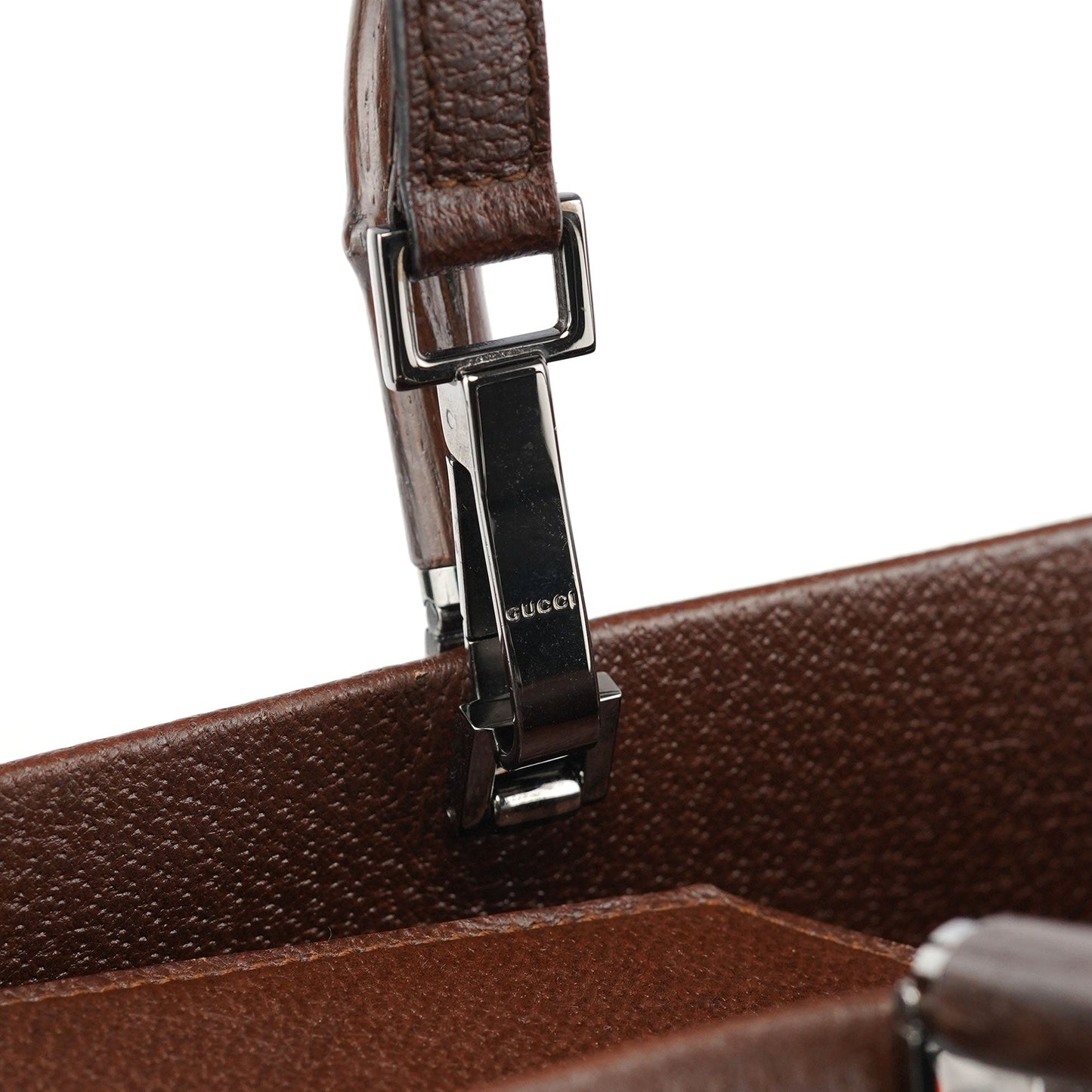 002 1034 Brown Leather Bamboo 2-Way Tote Bag