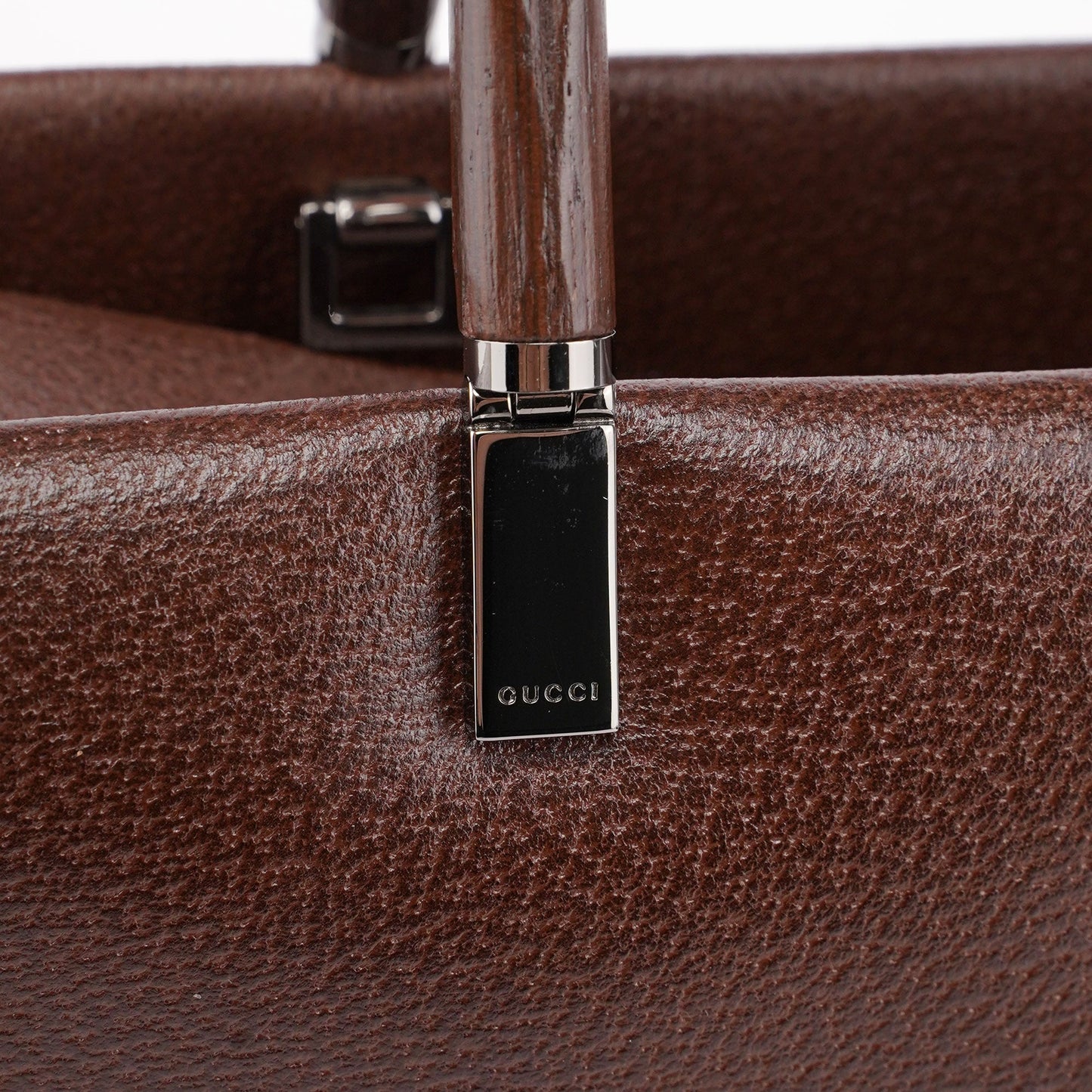 002 1035 Brown Leather Bamboo 2-Way Tote