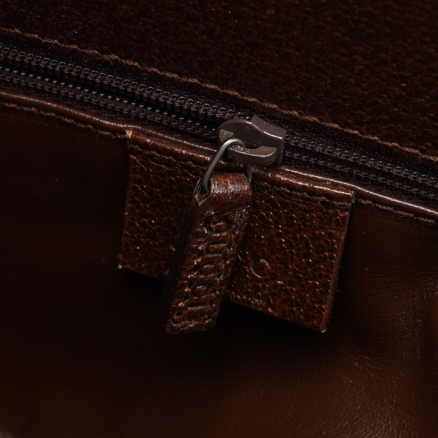 002 1035 Brown Leather Bamboo 2-Way Tote