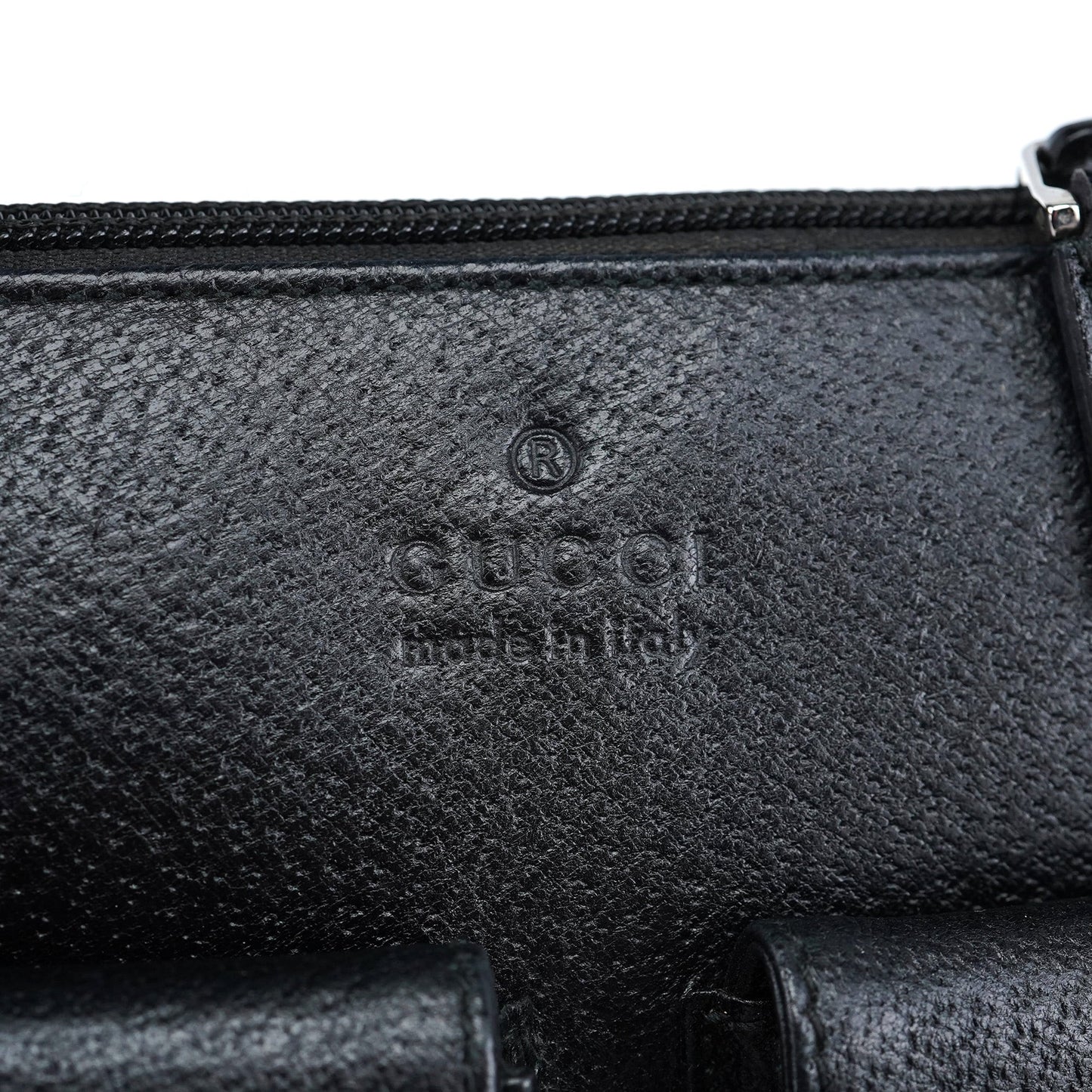 002 1045 Black Leather Dual Pocket Tote