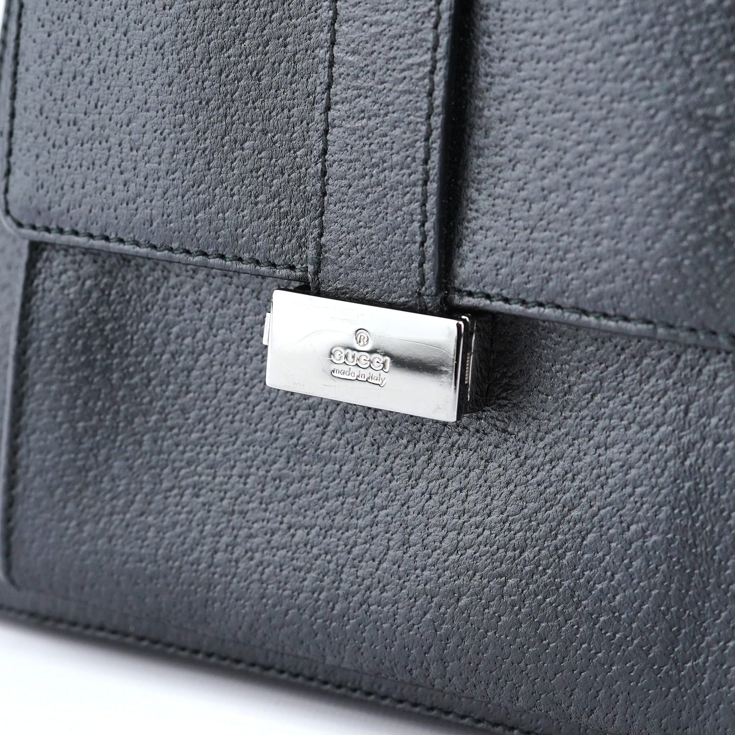 002 1045 Black Leather Dual Pocket Tote