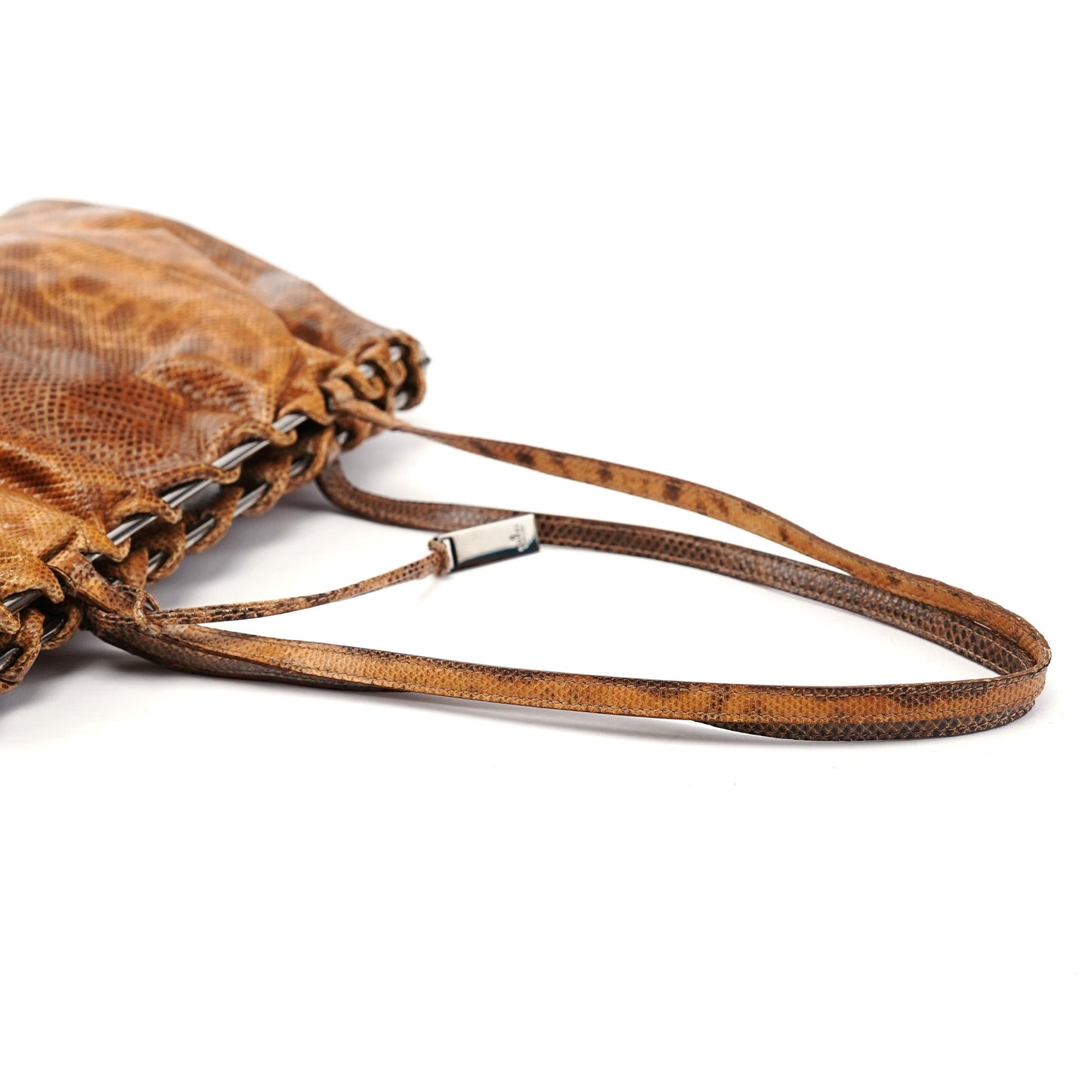 002 1054 Beige Lizard Embossed Clutch Tote Bag