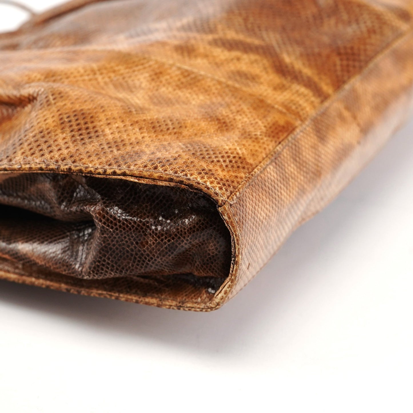 002 1054 Beige Lizard Embossed Clutch Tote Bag