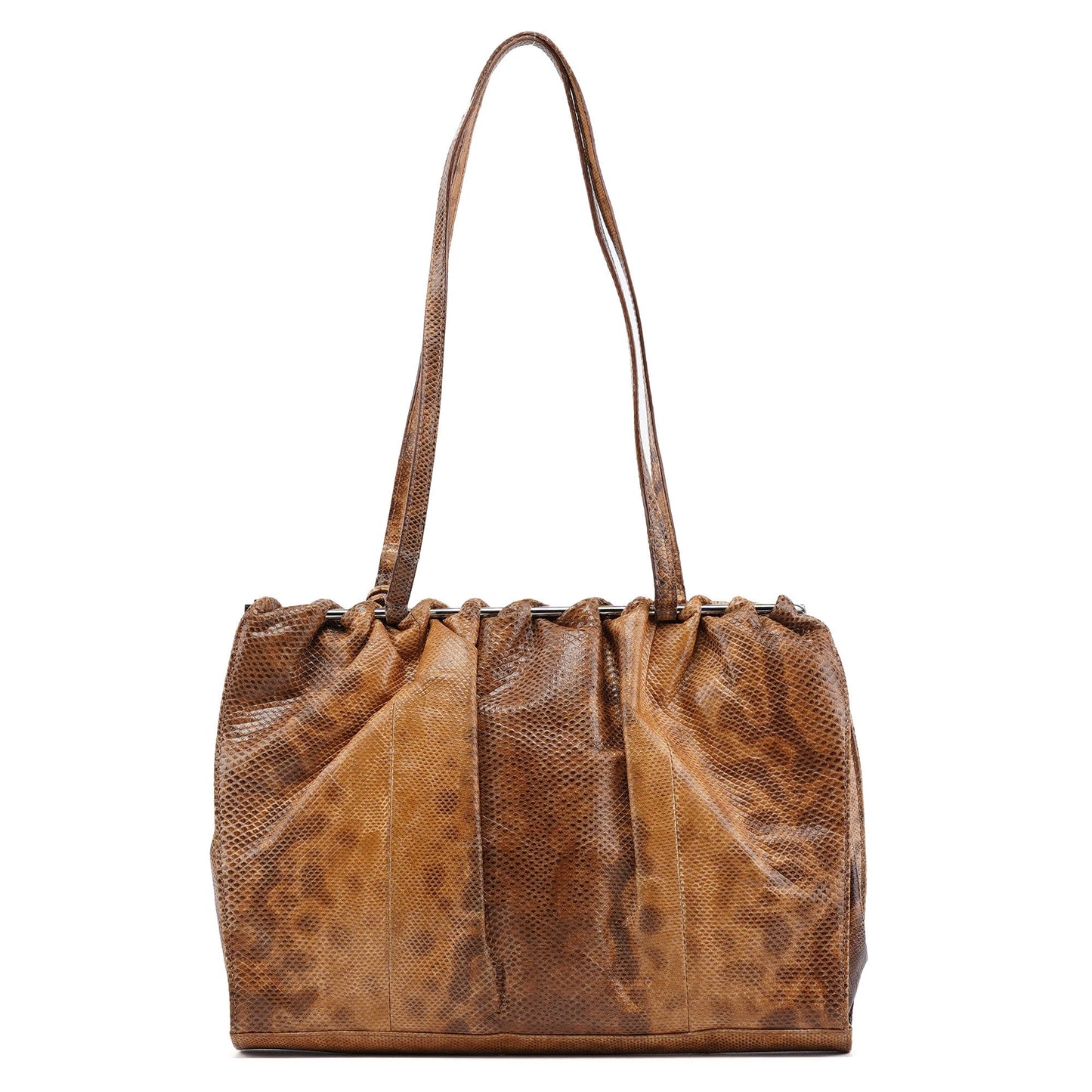 002 1054 Beige Lizard Embossed Clutch Tote Bag