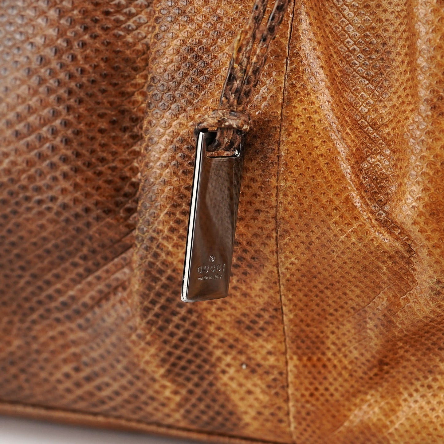 002 1054 Beige Lizard Embossed Clutch Tote Bag