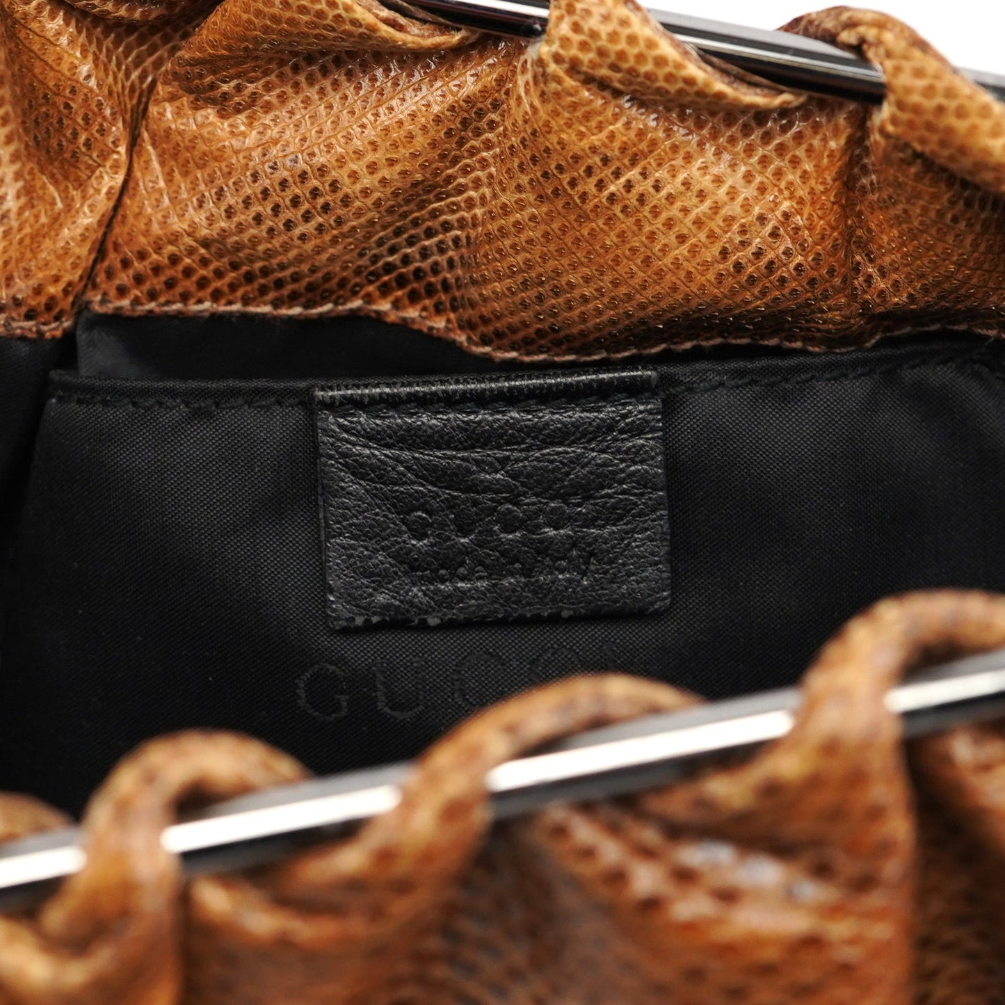 002 1054 Beige Lizard Embossed Clutch Tote Bag