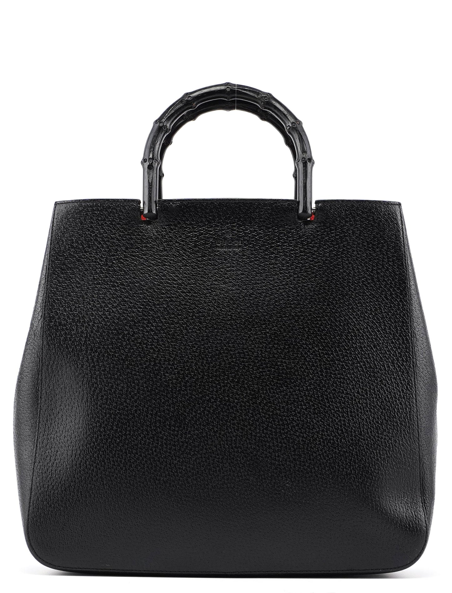 002 1060 Black Leather Bamboo Tote
