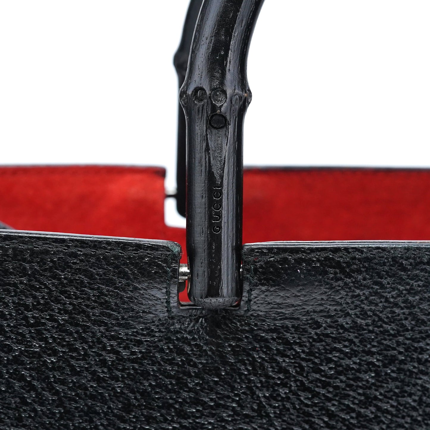 002 1060 Black Leather Bamboo Tote