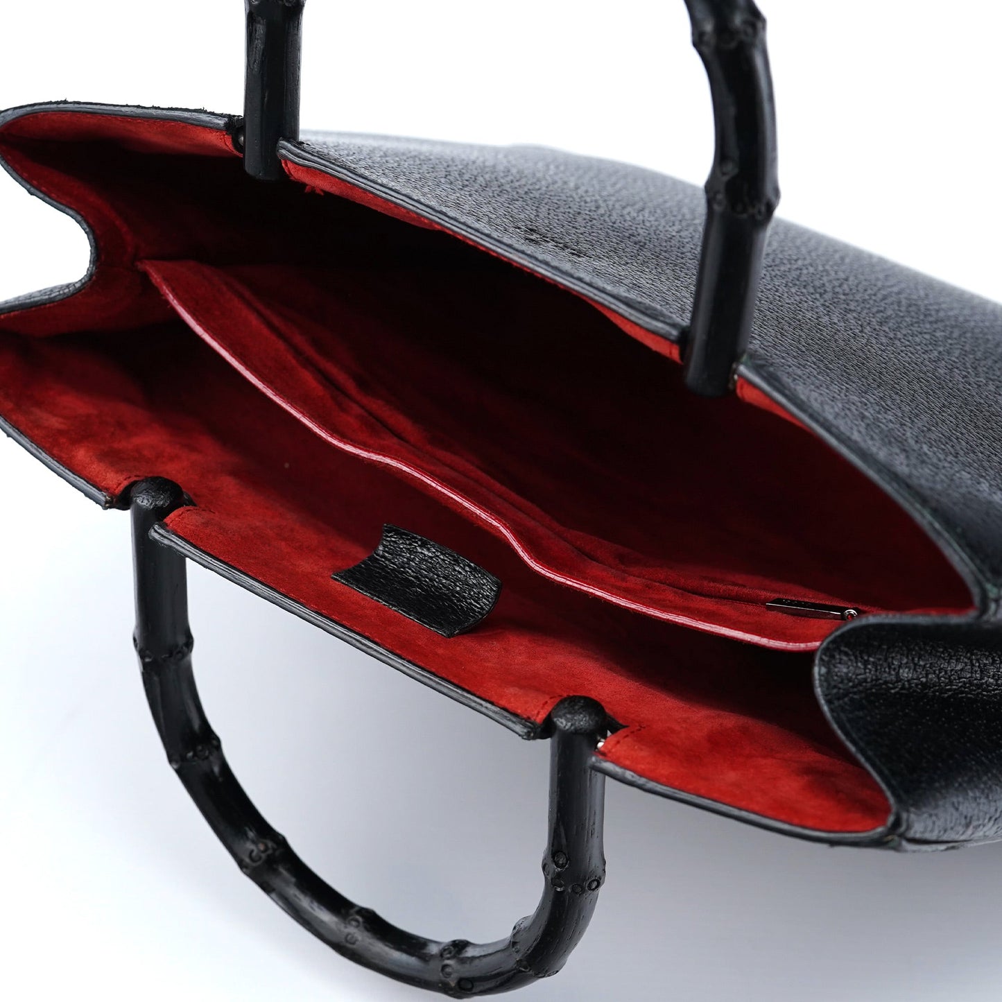 002 1060 Black Leather Bamboo Tote