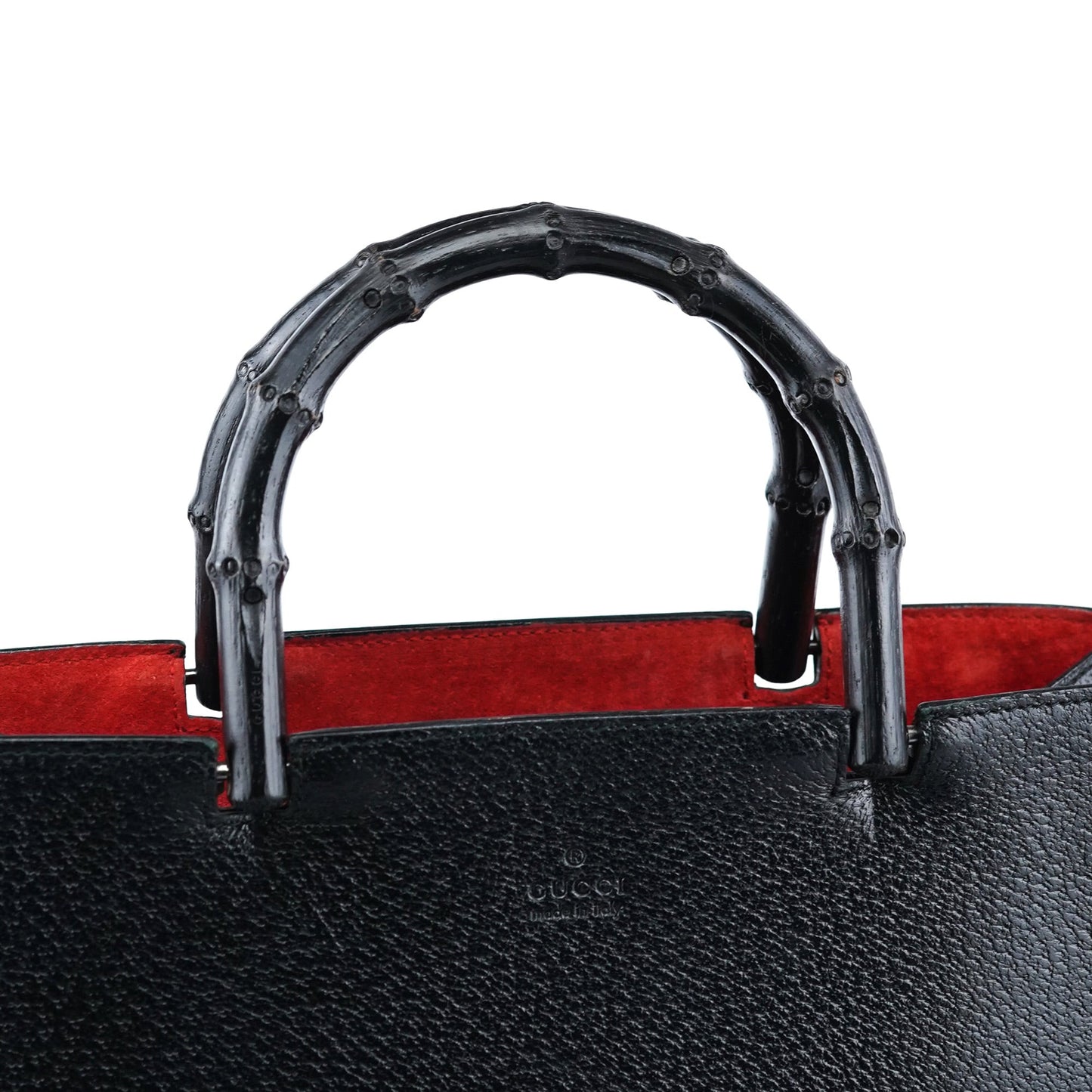 002 1060 Black Leather Bamboo Tote