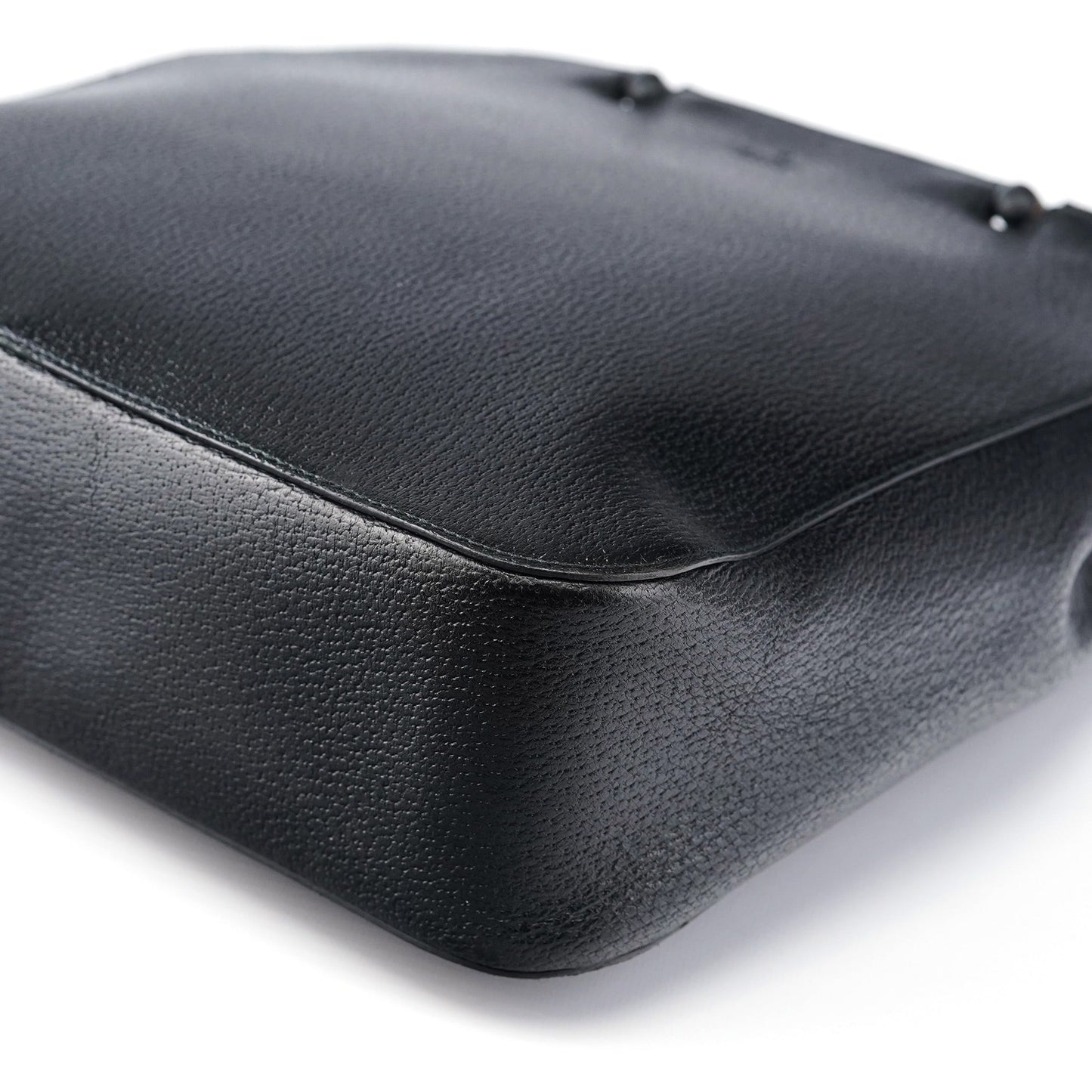 002 1060 Black Leather Bamboo Tote